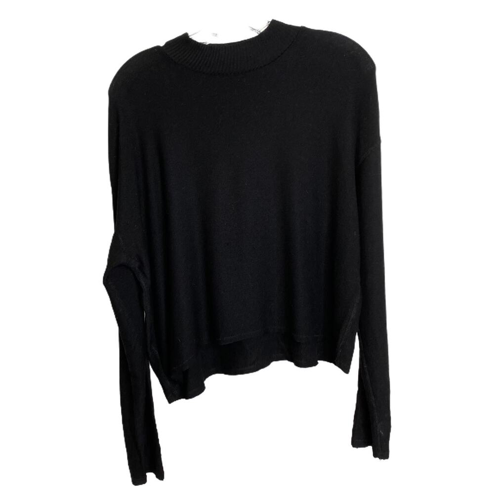 ALALA Sweater Womens Sz L Black Pullover Crew‎ Neck Stretch Long Sleeve Classic